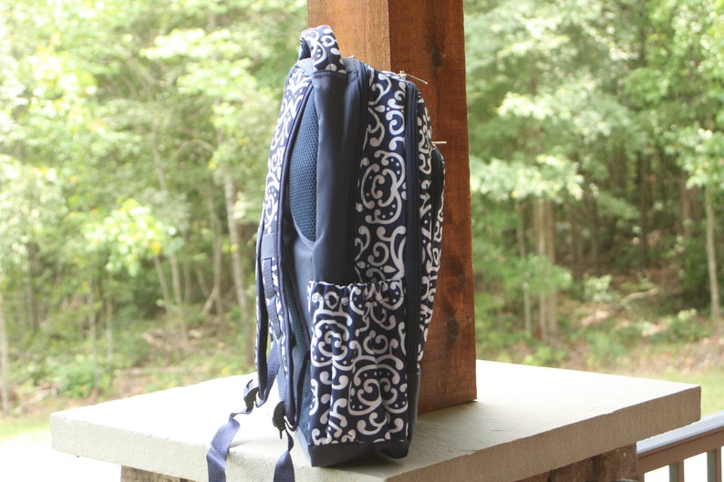 Personalized Girls School Backpack Navy and White