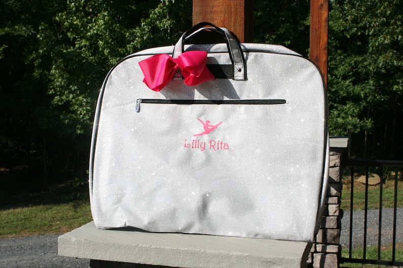Personalized Silver Glitter Garment Bag Sparkly Dance Bag for Girls Gift for Dancer or Skater image 2