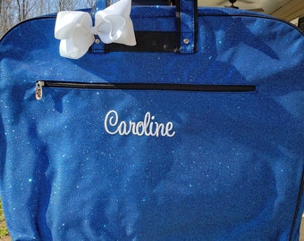 Glitter Garment Bag Royal Blue | Personalized Sparkly Dance Bag | Blue Dress Bag | Pageant Bag | Monogrammed Girls Garment Bag