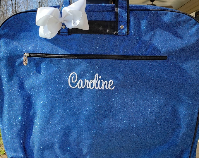 Glitter Garment Bag Royal Blue Personalized Sparkly Dance Bag Blue