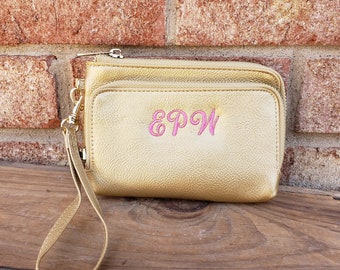 Small Gold Wristlet | Personalized Gold Purse with Strap | Small Purse for Her | Gift for Girl | Perfect for ID, Cash, and Phone