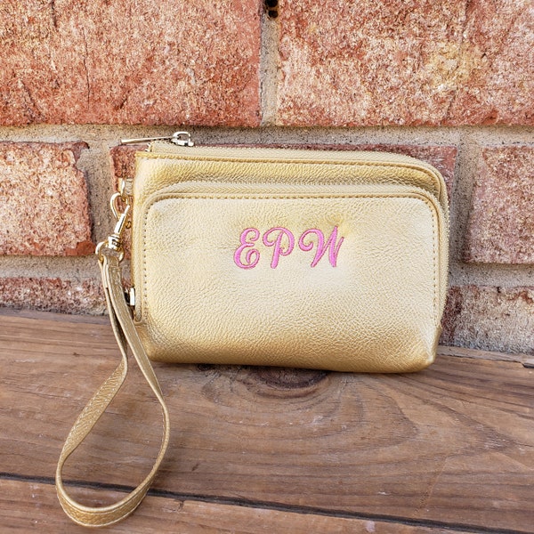 Small Gold Wristlet | Personalized Gold Purse with Strap | Small Purse for Her | Gift for Girl | Perfect for ID, Cash, and Phone