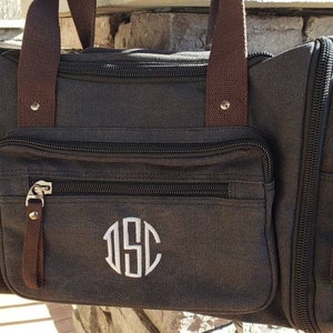 Charcoal Canvas Weekender Bag | Personalized Gray Overnight Duffle | Mens Heavy Canvas Travel Bag | Monogrammed Mens Duffel Bag