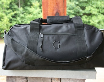 Monogrammed Black Duffel Bag Groomsman Gift Personalized Large Gym Bag