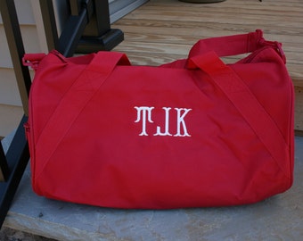 Monogrammed Duffel Bag Red Personalized Overnight Bag