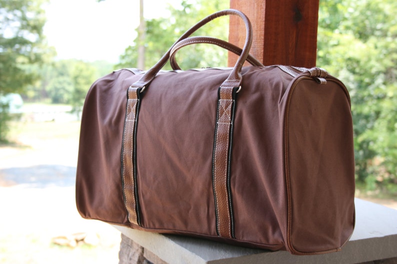 Monogrammed Mens Duffel Bag Personalized Brown Weekender Bag | Etsy
