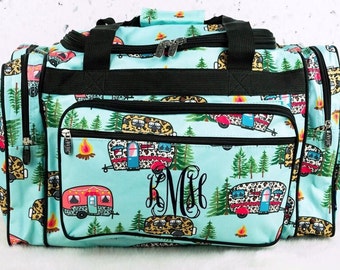 Camper Print Duffel, Personalized Travel Gift, Girls Weekender Bag
