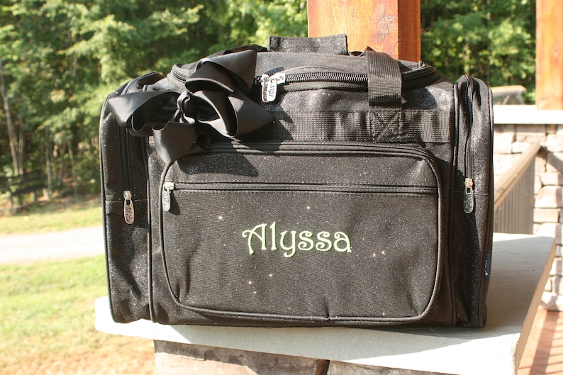 Personalized Dance Bag Black Glitter Duffel Bag Cheer Gift Etsy