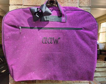 Personalized Purple Glitter Garment Bag for Dance Costumes