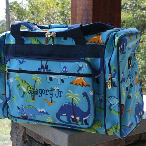 Dinosaur Duffel Bag Personalized Gift for Kids Blue and - Etsy