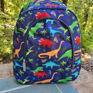 Sac à dos d'école personnalisé dinosaure bleu marine, cartable pour garçons, cartable d'école primaire