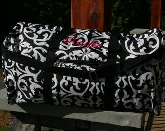 Monogram Duffel Bag Black Damask Personalized Gift