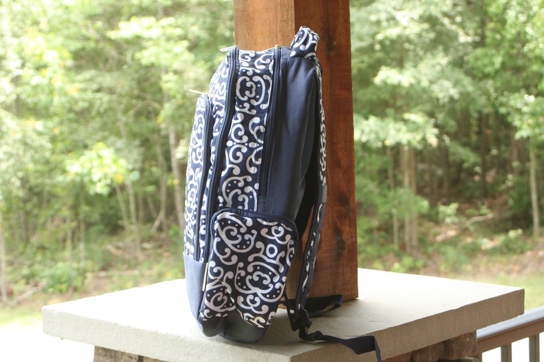 Personalized Girls School Backpack Navy and White