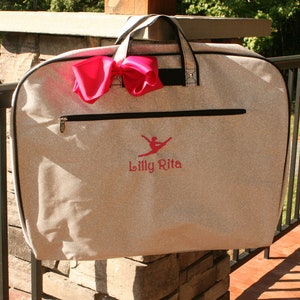 Personalized Silver Glitter Garment Bag Sparkly Dance Bag for Girls Gift for Dancer or Skater image 3