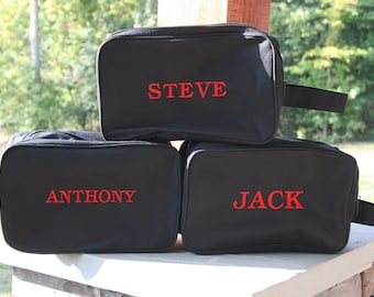 Personalized Black Toiletry Bag: Mens Travel Dopp Kit