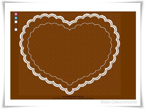Lebkuchenherz Appli Stickdatei 16x26 Rahmen Etsy