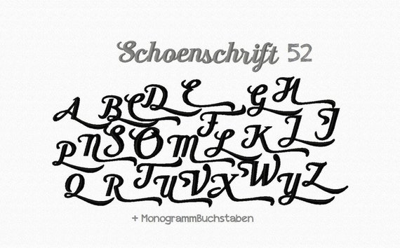 Schoenschrift 52 Buchstaben Stickdatei Etsy