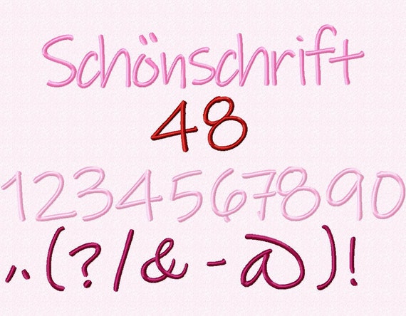 Schonschrift 48 Alphabet Buchstaben Schriftart Stickdateien Etsy