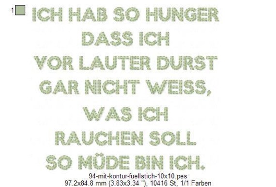 Nr 94 Lieblingsspruch Hunger Durst Muede Etsy