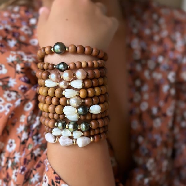 Sandalwood beaded stretchy bracelet of your choice