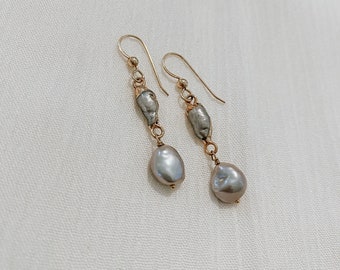 AA 20-22x22-24mm Big Square Natural Pink Freshwater Pearl Pair,big keshi pearl,big baroque pearl pair for dangle earrings,ZS-126-16