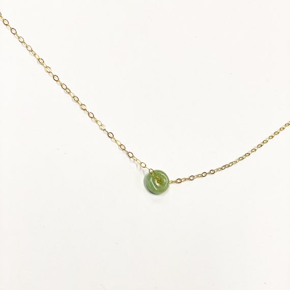 Petite floating jade necklace in your choice of material