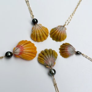 Kauai sunrise shell and Tahitian pearl necklace in 14k gold fill