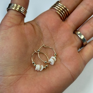 Petite Kauai puka shell hoop trio in 14k gold fill