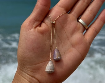 Kauai cone shell lariat in 14k gold fill