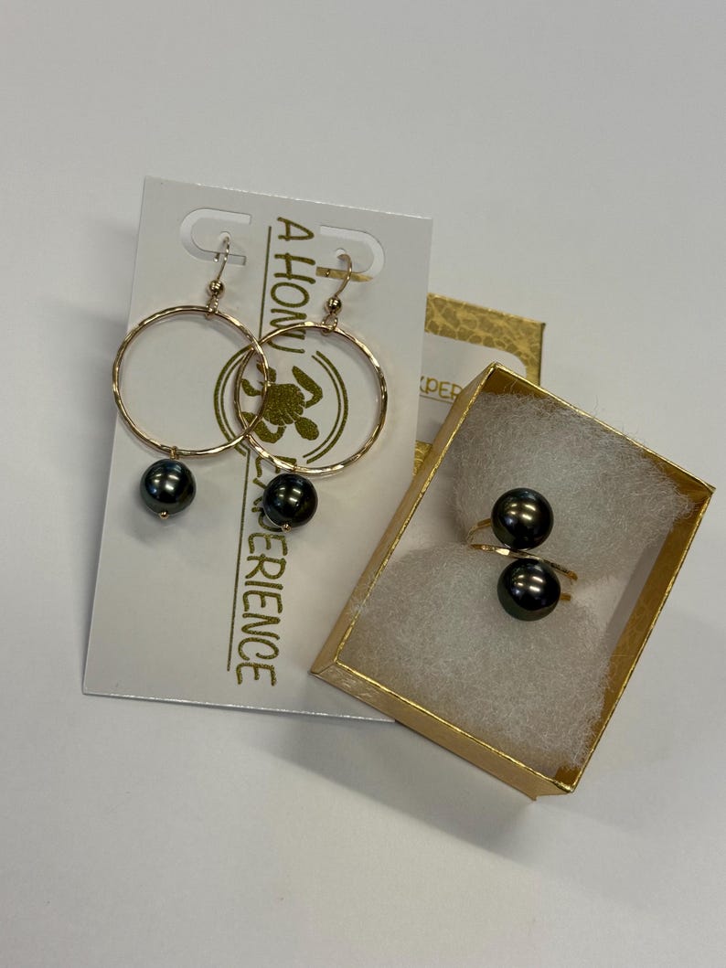 Hammered Hoop Earrings: Tahitian Pearl Dangle Earrings image 11