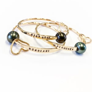 Baby hand stamped hammered bangle