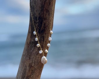 White Keshi pearl jewelry in 14k gold fill of your choice