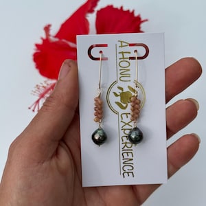 Kahelelani shell & Tahitian pearl Marquis earrings in your choice of material and length bild 16