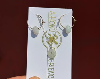 Petite floating icy Jade Disc necklace
