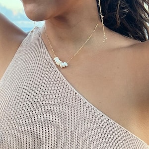 Floating Puka shell necklace in your choice of material