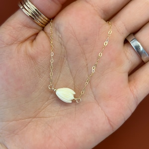 Mother of pearl or Ivory Pikake flower on a 14k gold fill, sterling silver or 14k rose gold fill chain of your choice