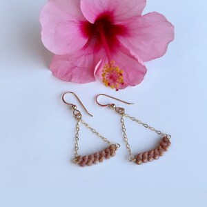Kahelelani shell bar chandelier earrings in gold fill or sterling silver