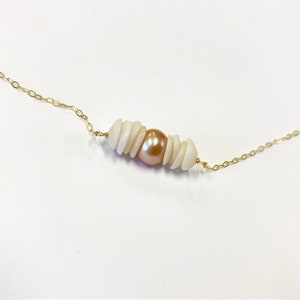 Edison pearl and Kauai Puka shell necklace in 14k gold fill or sterling silver