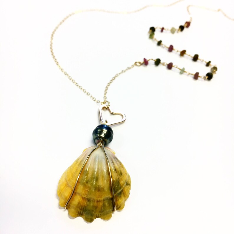 Kauai sunrise shell necklace featuring a tahitian pearl & Etsy