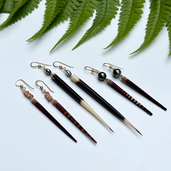 Wana (sea urchin) or porcupine quill spike earrings of your choice