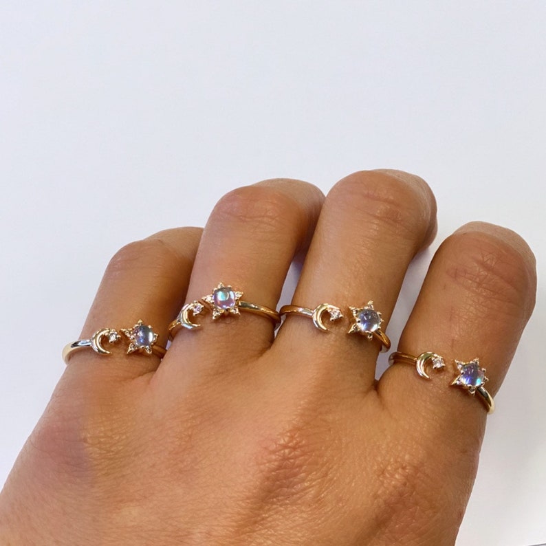 Moon /& Star CZ ring