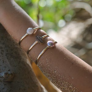 Shell or pearl bezel cuff in 14k gold fill