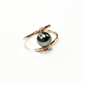 Tahitian or Keshi Tahitian pearl ring in 14k gold fill or sterling silver