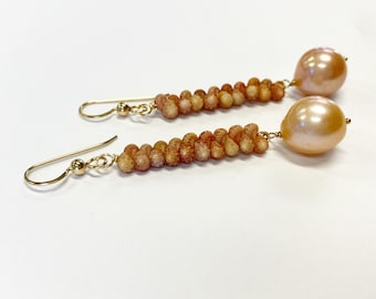 Kahelelani Shell Earrings: Edison Pearl, Sterling Silver, Kauai Jewelry