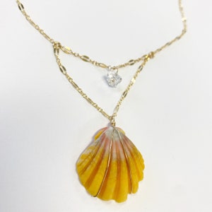 Kauai sunrise shell and Herkimer diamond necklace