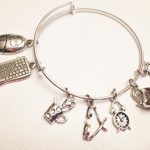 12-Piece Secretary Charm Set - Laptop, Letter & Phone Charms For Jewelry Making DIY