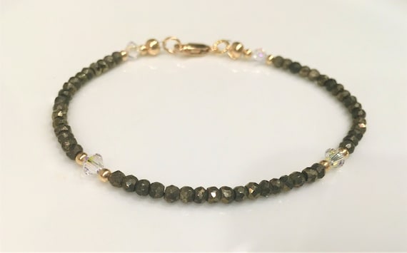 Gold Pyrite Gemstone Bracelet, Healing, Spiritual, Womens  display picture 3