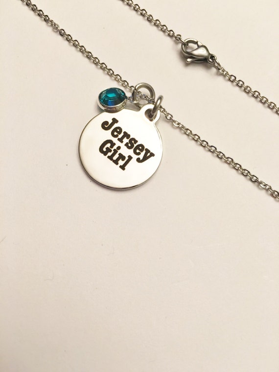 Jersey Girl Theme Pendant Necklace Womens Necklace Stainless Steel Key Ring Gift for Her Jersey Shore Beach Girl Etsy