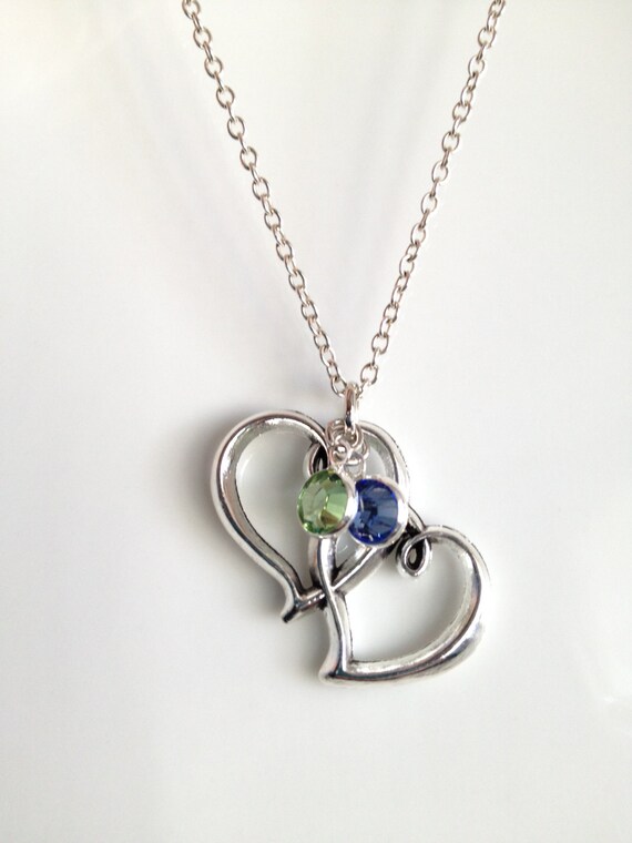 Double Heart Birthstone Necklace Gift for Her Wife Girlfriend Sister Mother daughter Anniversary Gift Birthday Valentines Day Gift Etsy Canada
