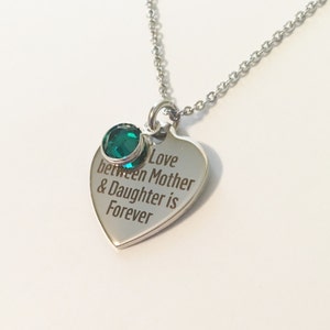 The Love Between Mother and Daughter is Forever Heart Pendant Necklace, Mother's Day, Gift for Daughter, Valentine Gift, Womens Necklace